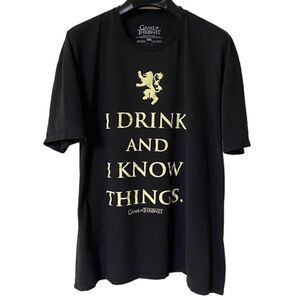 Game of Thrones Official Women’s Black Drink and Know Things Graphic Shirt XXL